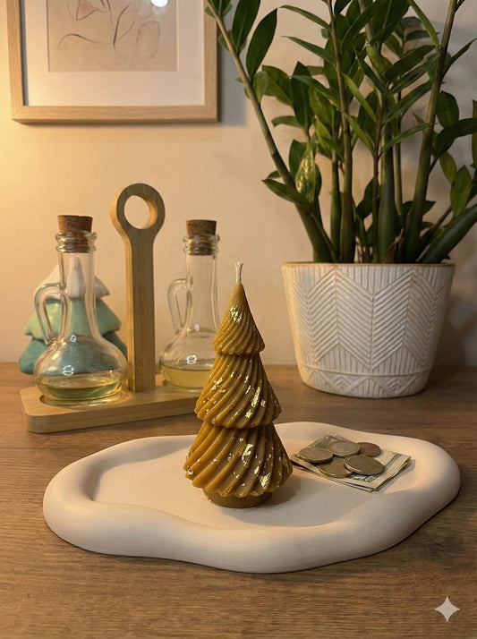Mini Christmas tree beeswax candle